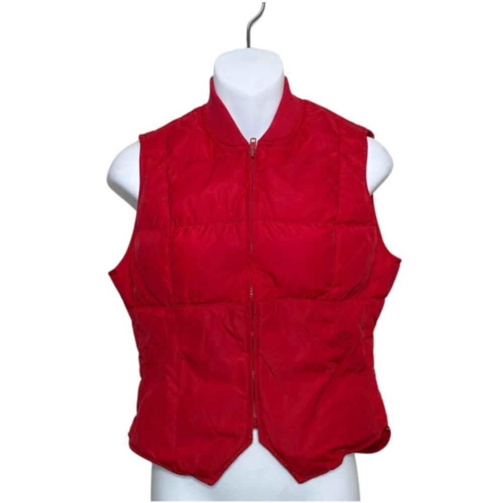 VTG Eddie Bauer Goose Down Puffer Vest Red Quilted Full Zip Wms Size Small?